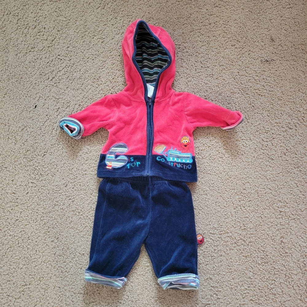 Vintage Sesame Street Elmo Baby Boy Clothes SZ 0-3M Embroidered Outfit